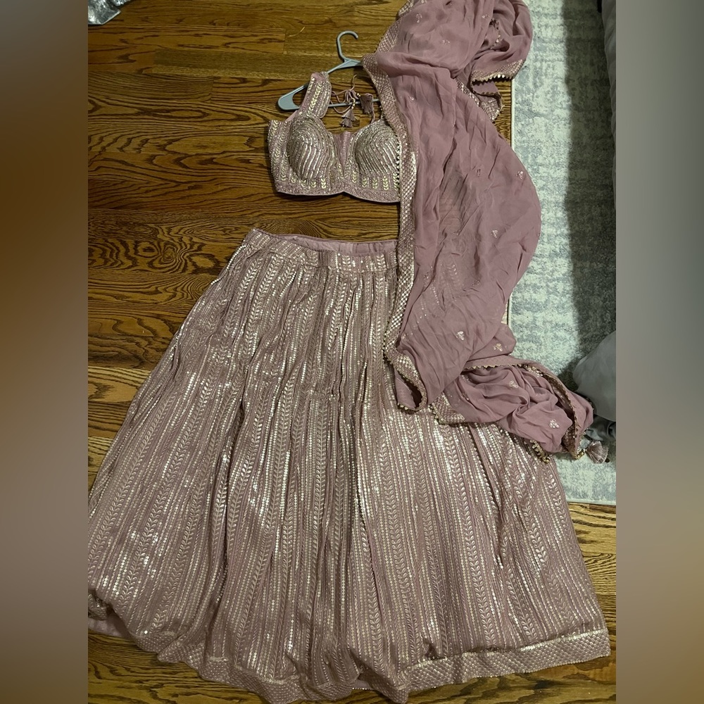 Dusty pink sequined lehenga